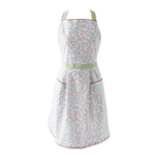 Design Imports Women's Spring Summer Apron Collection Adjustable, Two Large Pockets Extra Long Ties, One Size Fits Most, Blue Blossom - Blue Blossom